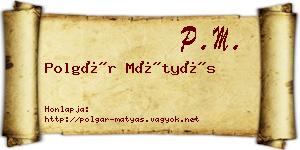 Polgár Mátyás névjegykártya